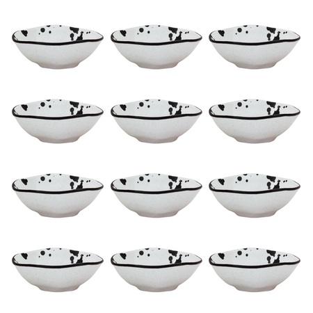 MANHATTAN COMFORT RYO 12 Large Dinner 20.29 oz Soup Bowls in Black and White 2-RM08-9605